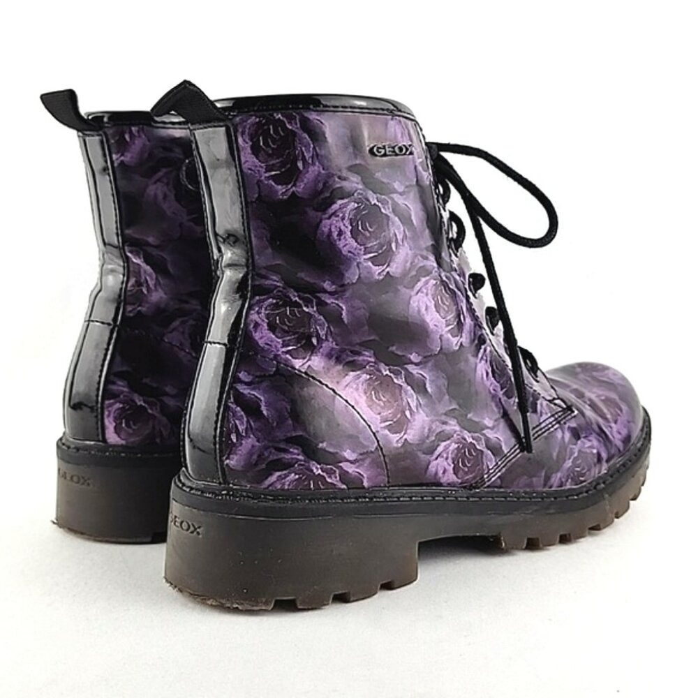 GEOX Women's Casey Purple Floral Rose Patent Leather Lace Up Short Boots 36 - Picture 8 of 16